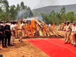 Operation Parivartan Andhra Pradesh Police destroyed 2 lakh Kgs of seized cannabis in Visakhapatnam